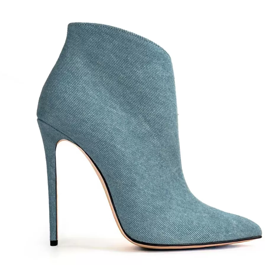 Donna SHARLENE CALZATURE Tronchetti-Light Blue Denim Ankle Boots - Cod. 39560