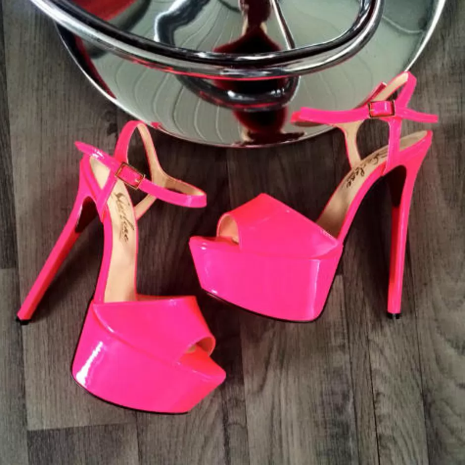 Donna SHARLENE CALZATURE Sandali-Patent Leather Sandal Fluo Fuchsia - Cod. 11184